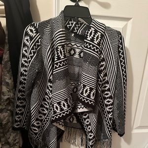 Aztec Print Black and White Cardigan XS